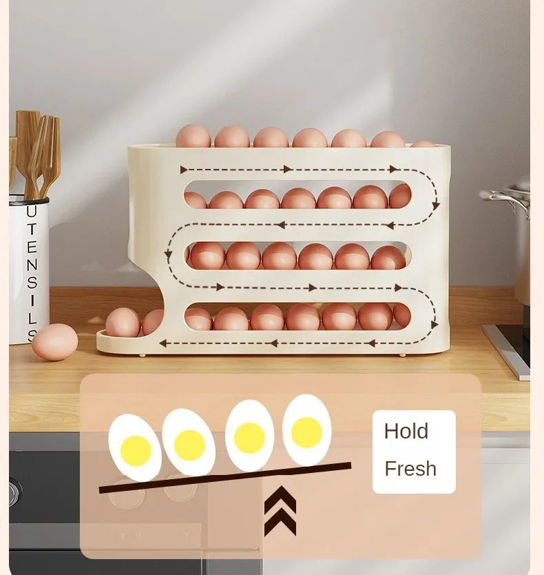 2-4-layer Slide Egg Storage Box Ladder Style Egg Box Storage Refrigerator Side Door Large Capacity Automatic Egg Rolling Machine - Image 3