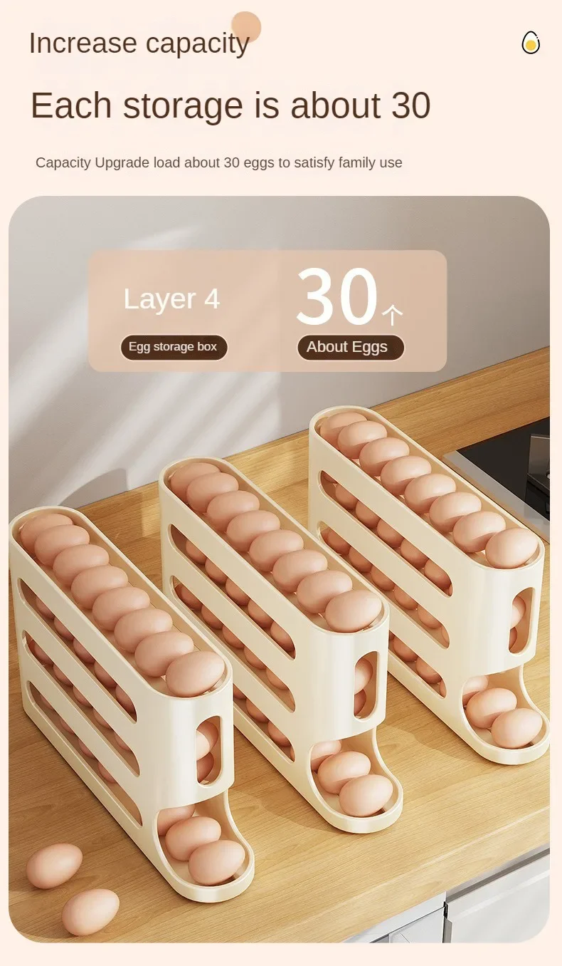 2-4-layer Slide Egg Storage Box Ladder Style Egg Box Storage Refrigerator Side Door Large Capacity Automatic Egg Rolling Machine - Image 2