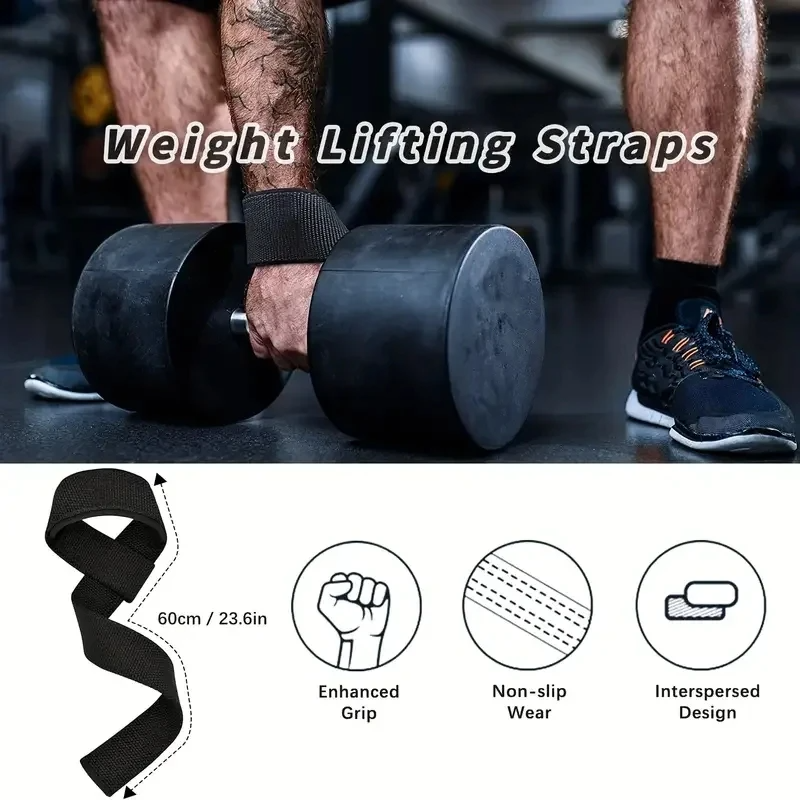 2PCS Weightlifting Straps Lifting Wrist Straps Strength Training Deadlifts Crossfit Hand Grips Wrist Support