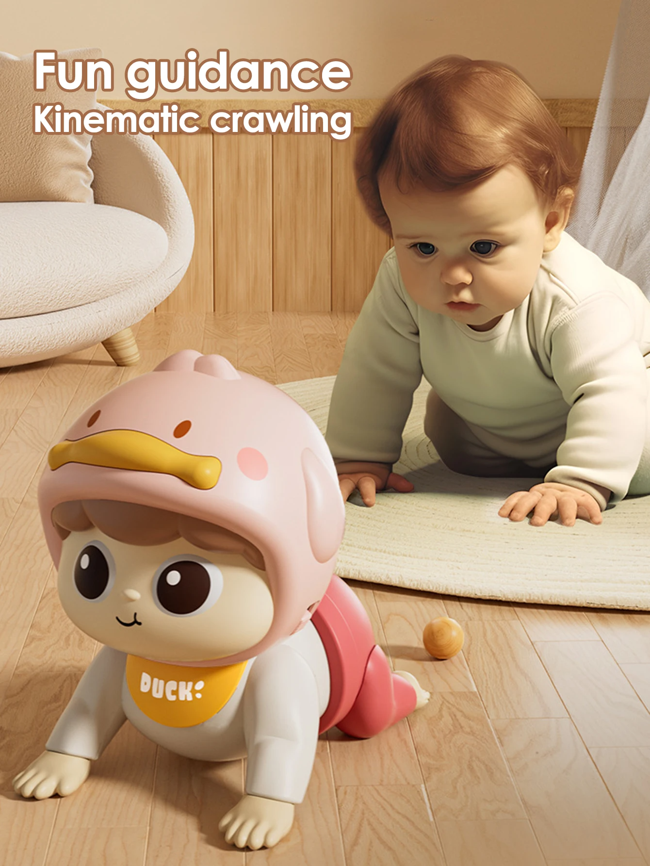 1 crawling doll baby toy with music, aged 0-1, learning crawling guidance and head up training - Image 3