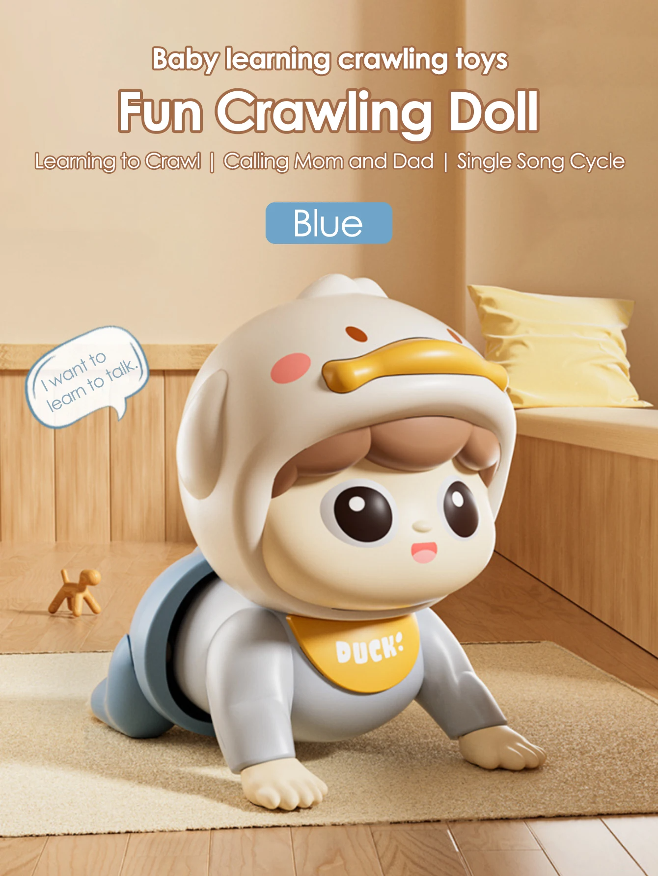 1 crawling doll baby toy with music, aged 0-1, learning crawling guidance and head up training - Image 5