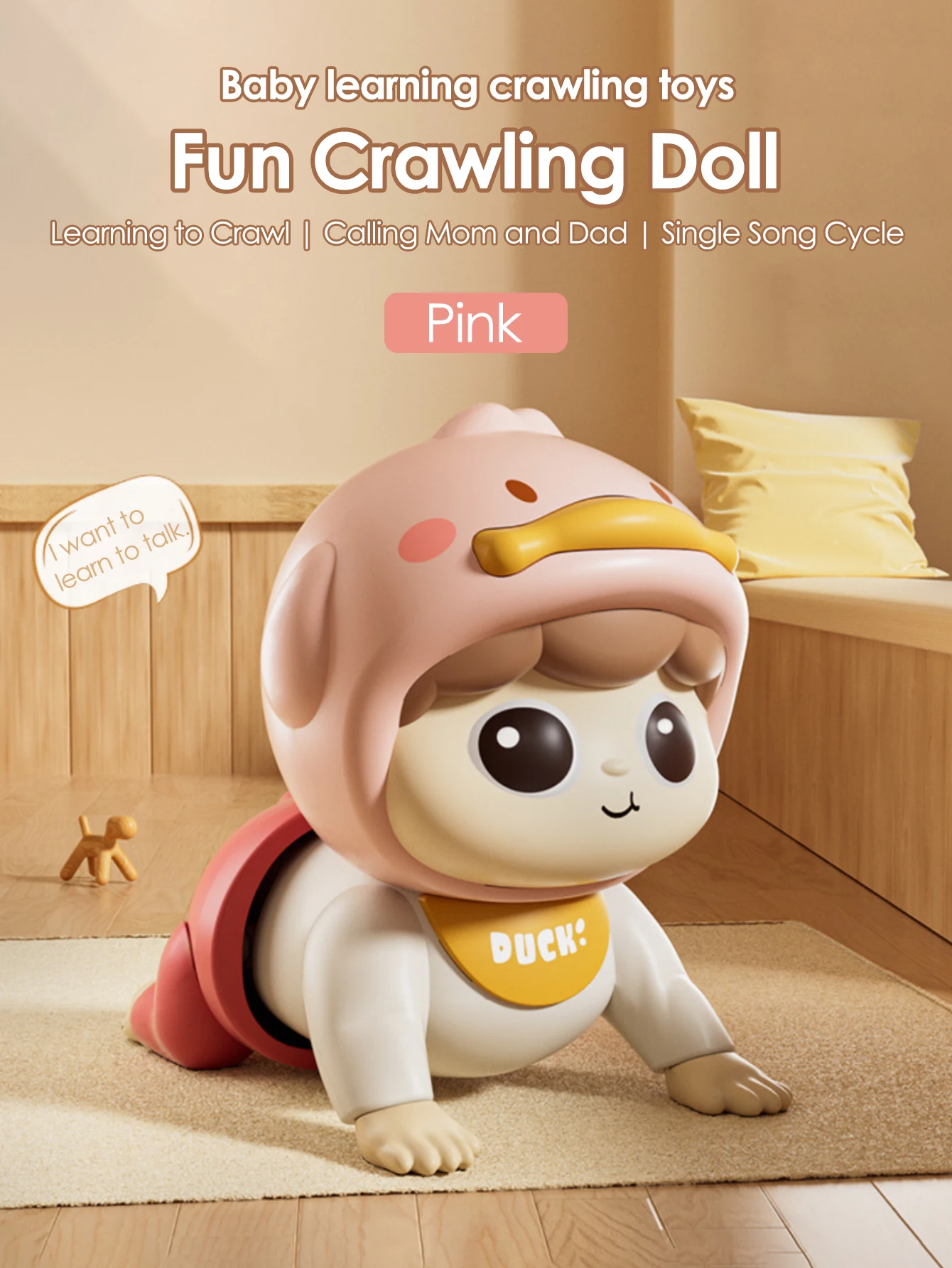 1 crawling doll baby toy with music, aged 0-1, learning crawling guidance and head up training - Image 6