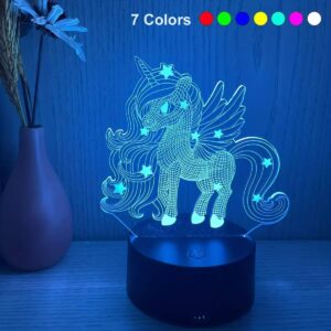 1pc Cute Pony 3D Night Light, 3D Optical Ilusion Lamp With Touch & Remote Control