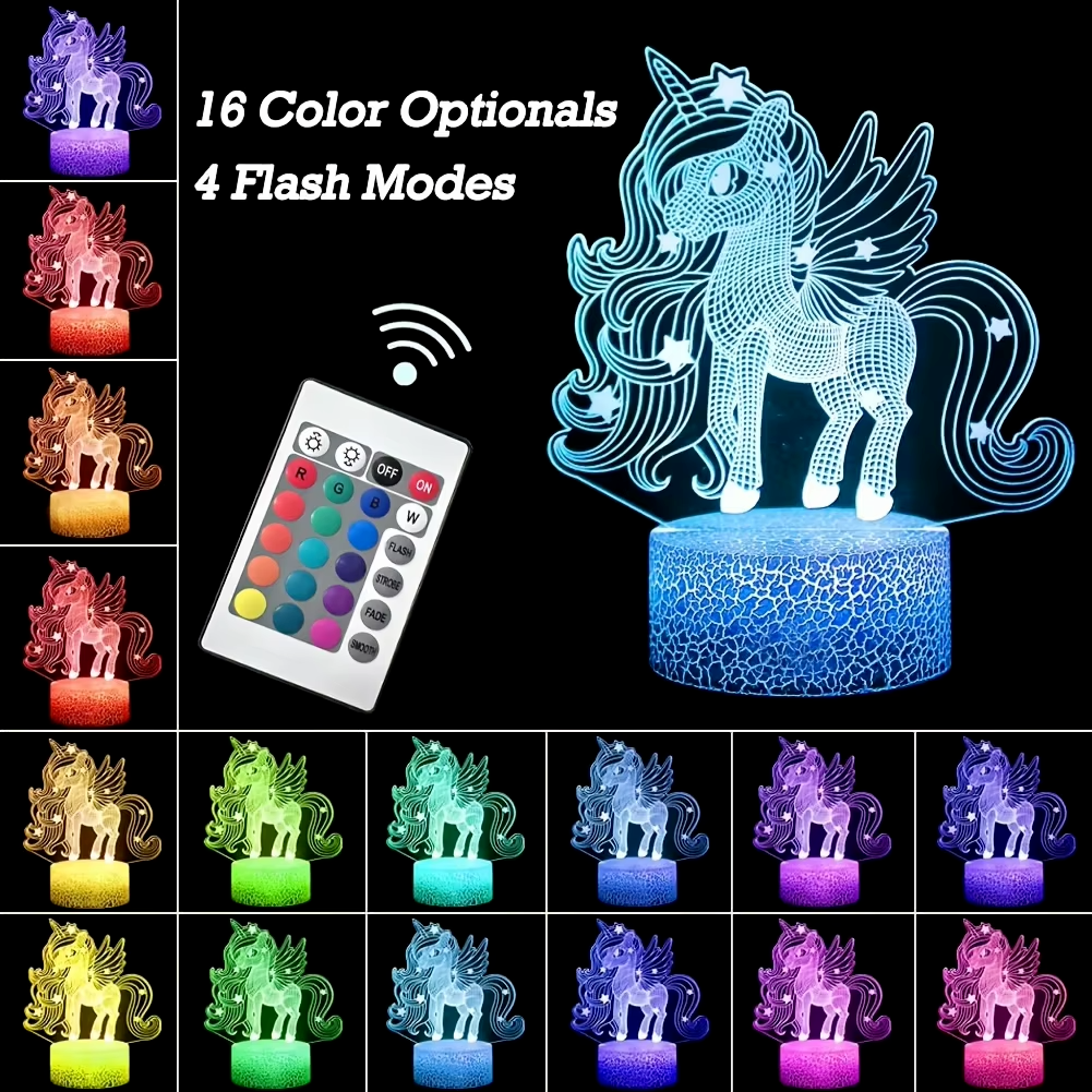 3D Night Light, 3D Optical Illusion Lamp With Touch & Remote Control, 16-Color C