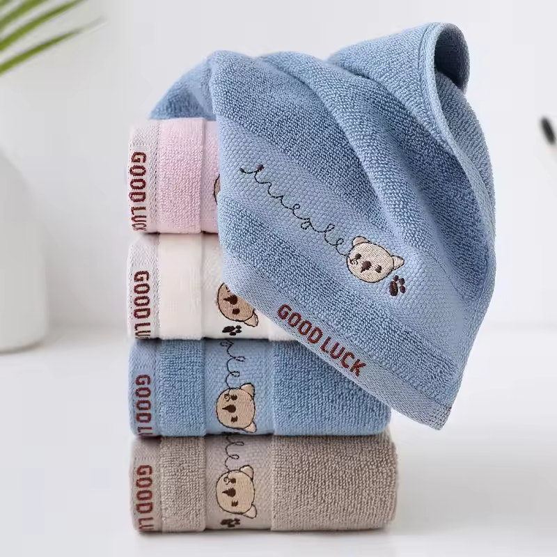 Baby Towels Cotton Bath Towel Face Washcloth Cute Cartoon Bear Hand Wipe Soft Children Towels Kids Newborn Bathing Handkerchief - Image 4