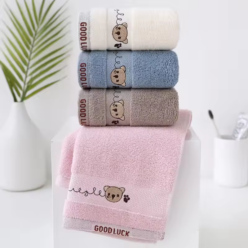 Baby Towels Cotton Bath Towel Face Washcloth Cute Cartoon Bear Hand Wipe Soft Children Towels Kids Newborn Bathing Handkerchief - Image 2